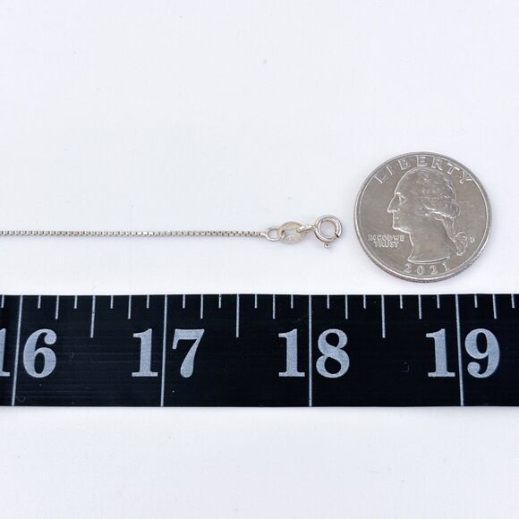 Vintage BSI Sterling Silver 925 0.9mm Box Chain Necklace 18" - Picture 2 of 3